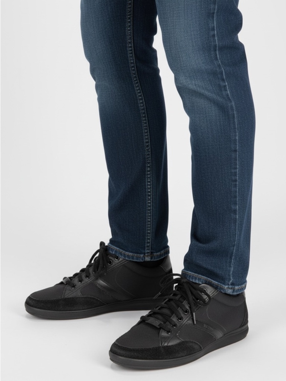 BOSS Men's Black Lace-Up Sneakers